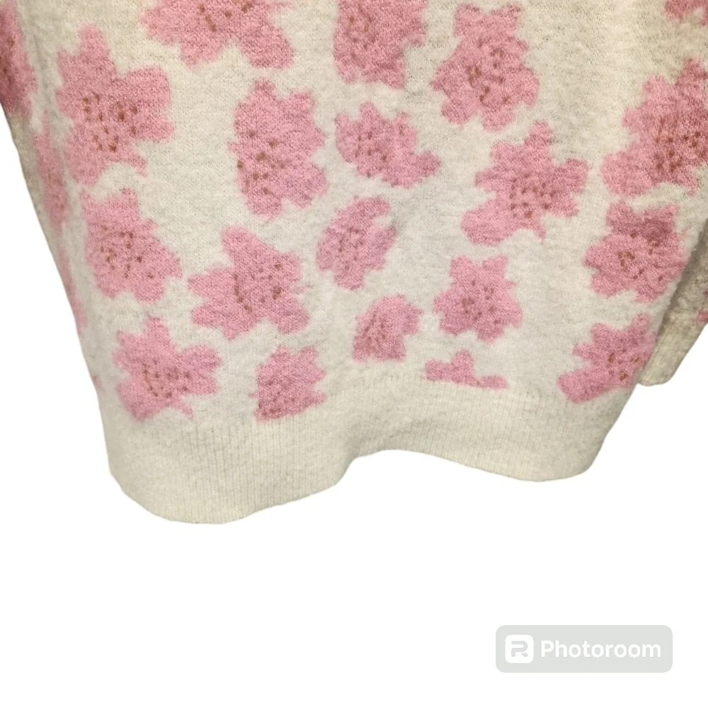FRNCH Nikki Flower Print Sweater In Geranium Pink Sz.Sm